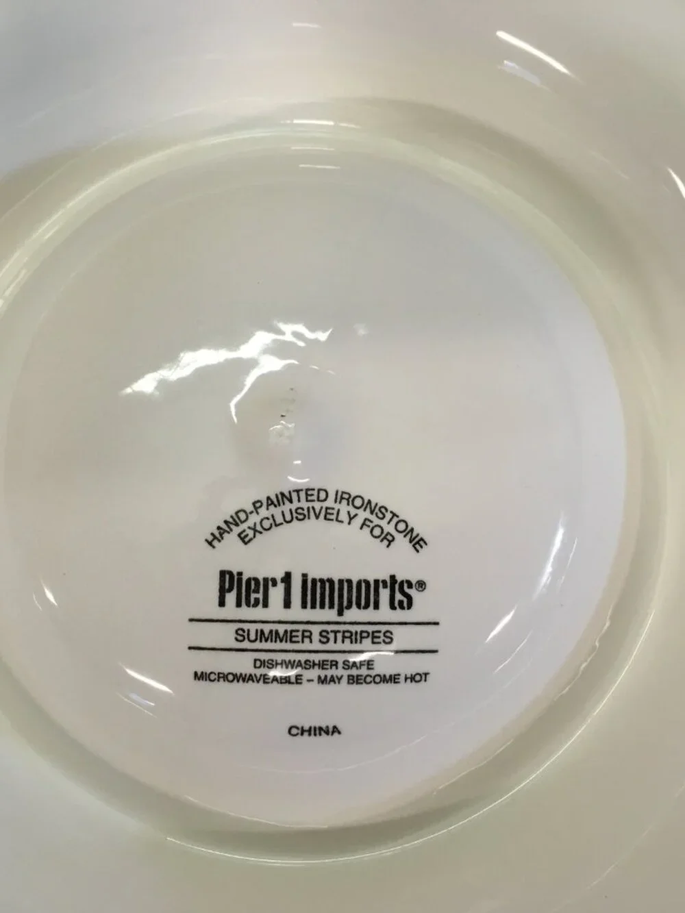 Pier 1 Imports Summer Stripes Ironstone Large Round Chip & Dip Serving Platter